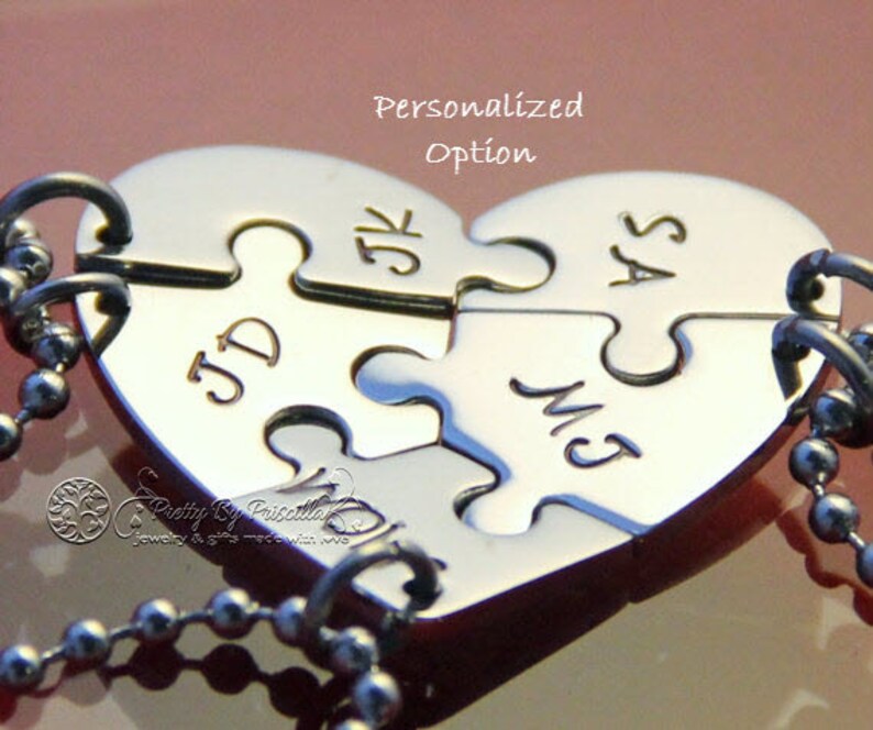 Personalized Puzzle FIVE Piece HEART Jigsaw Puzzle Necklace Etsy