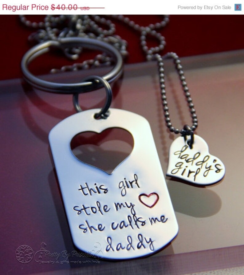 Gift for Dad Keychain From Daughter Stole My Heart Daddys Etsy