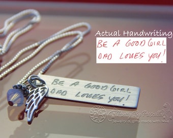 Actual Handwriting • Handwriting Jewelry • ONE Side One Photo Edit •Personalized Jewelry • Sterling Silver Necklace  •