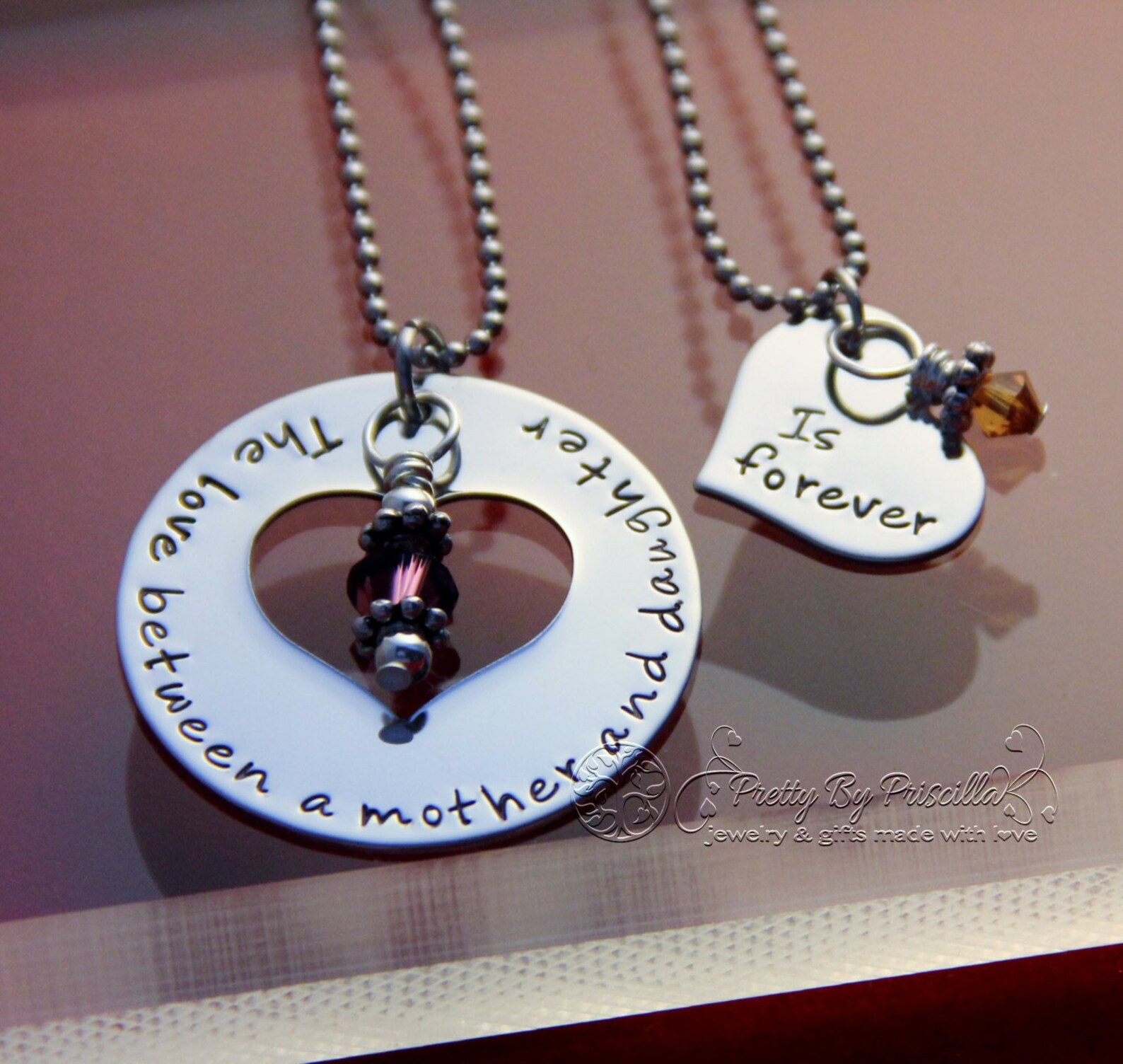 Mother Daughter Necklace Set-mother Daughter Jewelry-the Love - Etsy