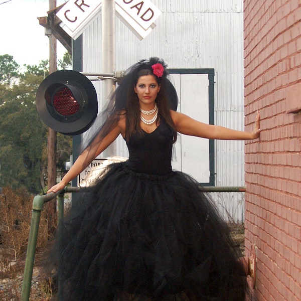 Adult Witch Full length black tulle SKIRT. Halloween Costume,  Maleficent Costume, Dia de los Muertos (Day of the Dead)  Witch Costume, Goth