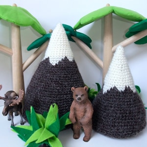 Mountain Amigurumi Crochet Playscape Pattern. Instant Download PDF Toy Play Scene Home Decor Grey Cream