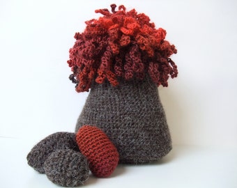 Patrón de paisaje de juego de dinosaurios de ganchillo Amigurumi de volcán. Descarga instantánea PDF Escena de juego de juguete Rojo Gris