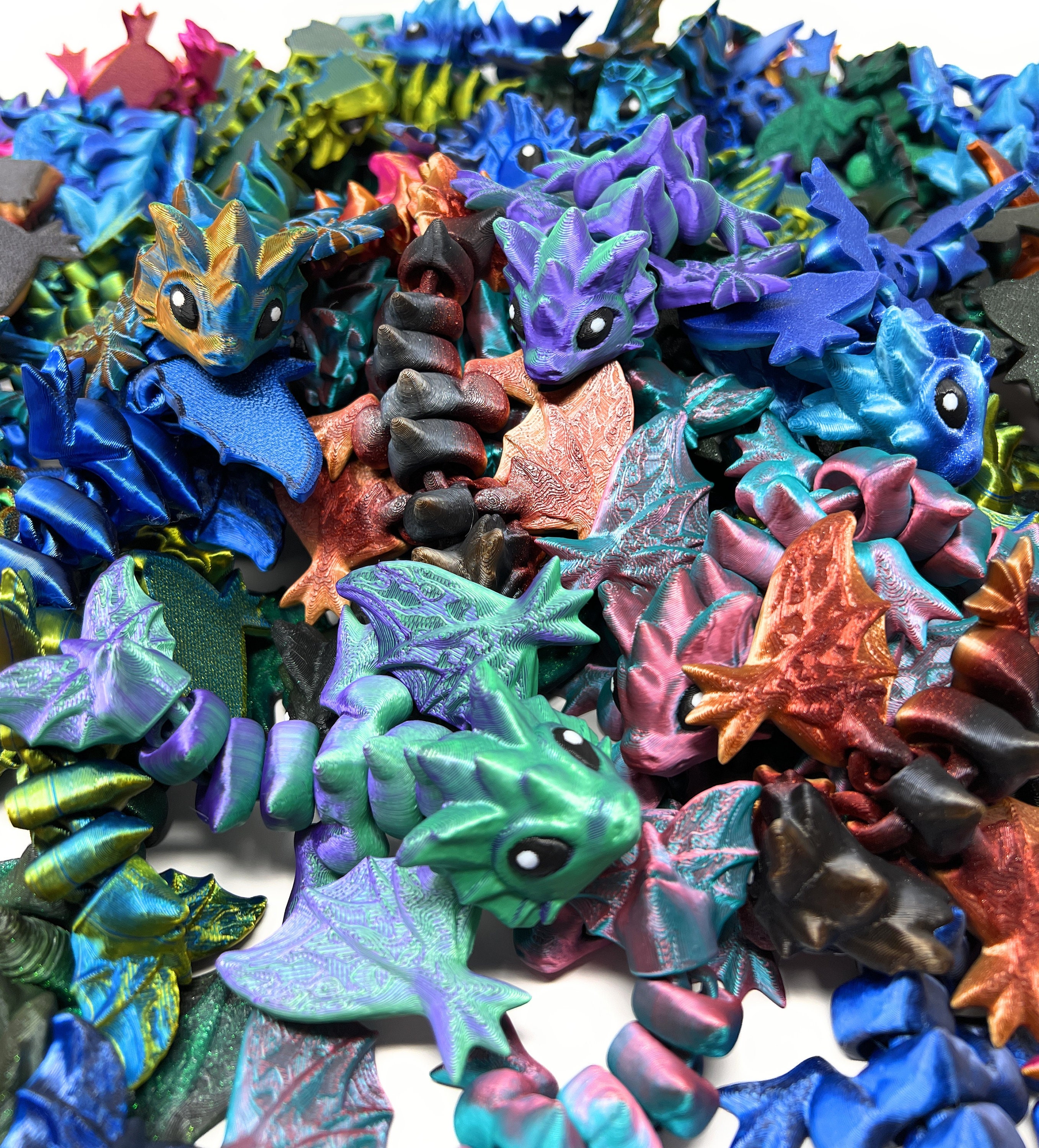 Listing photo: Mini 3" Baby Wyvern Dragon Butterfly 3D Printed Articulated Fidget Toy
