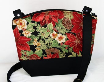 Christmas Bouquet Crossbody Bag: Padded Floral Purse with Adjustable Strap
