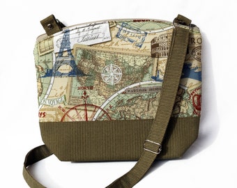 Bon Voyage arm/cross body purse. Fully padded and lined. Washable and iron safe.