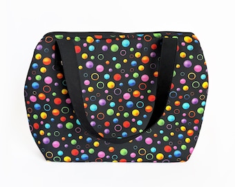 Handmade Polka Dot Tote Bag: Lightweight Zippered Shoulder Bag