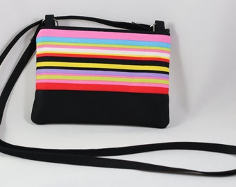 Colorful straps print , cross body, cellphone purse- Ready to Ship