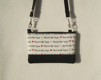 Valentine's Day cross body purse, fully padded to protect your cell phone.