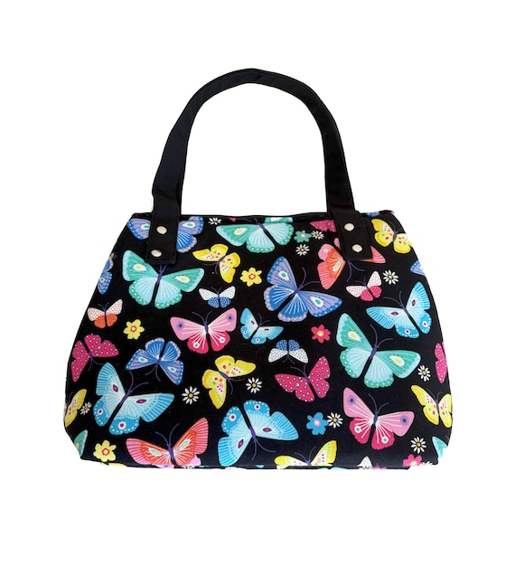 Colorful Butterfly Print Women\'s Bag Butterfly Leather Purse, Women Colorful Pink Blue Designer  main image 3