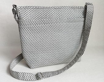 Handmade Black & Beige Crossbody Bag: Lightweight Padded Purse, Made in USA