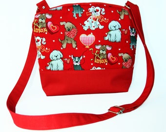 Valentine's Day Dog Pattern Crossbody Purse: Padded & Lined