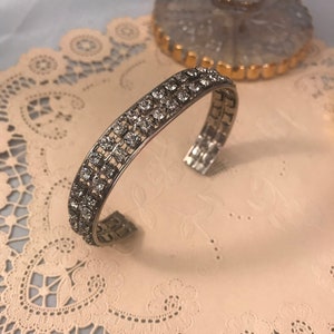 Vintage Rhinestone Cuff Bracelet, Simplicity Style and Glamour, Bling