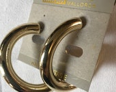 Vintage on card Large Plastic Goldtone Coated Light Weight Big Hoop Earrings
