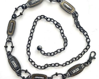 Chico\'s Bohemian Retro Chunky Stone & Resin Chain Belt up to 51 inches Chico main image 4
