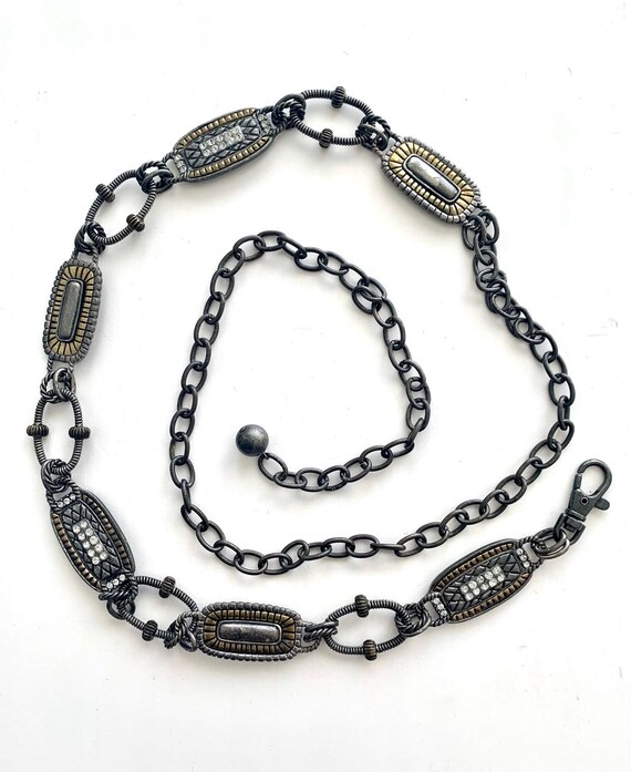 90s Glam Bronzy Rhinestone Bling Chain Belt by Chico’s