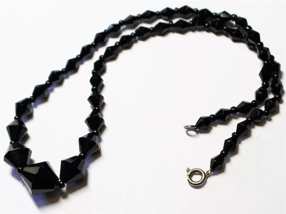 Black Crystal Beaded Vintage Necklace Choker