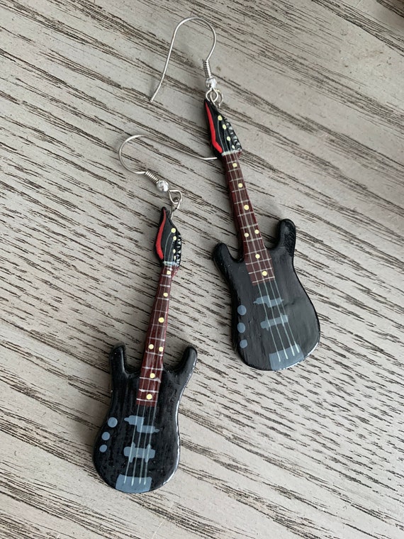 Punky Guitar Dangles, Vintage Artisan Hand Carved… - image 5