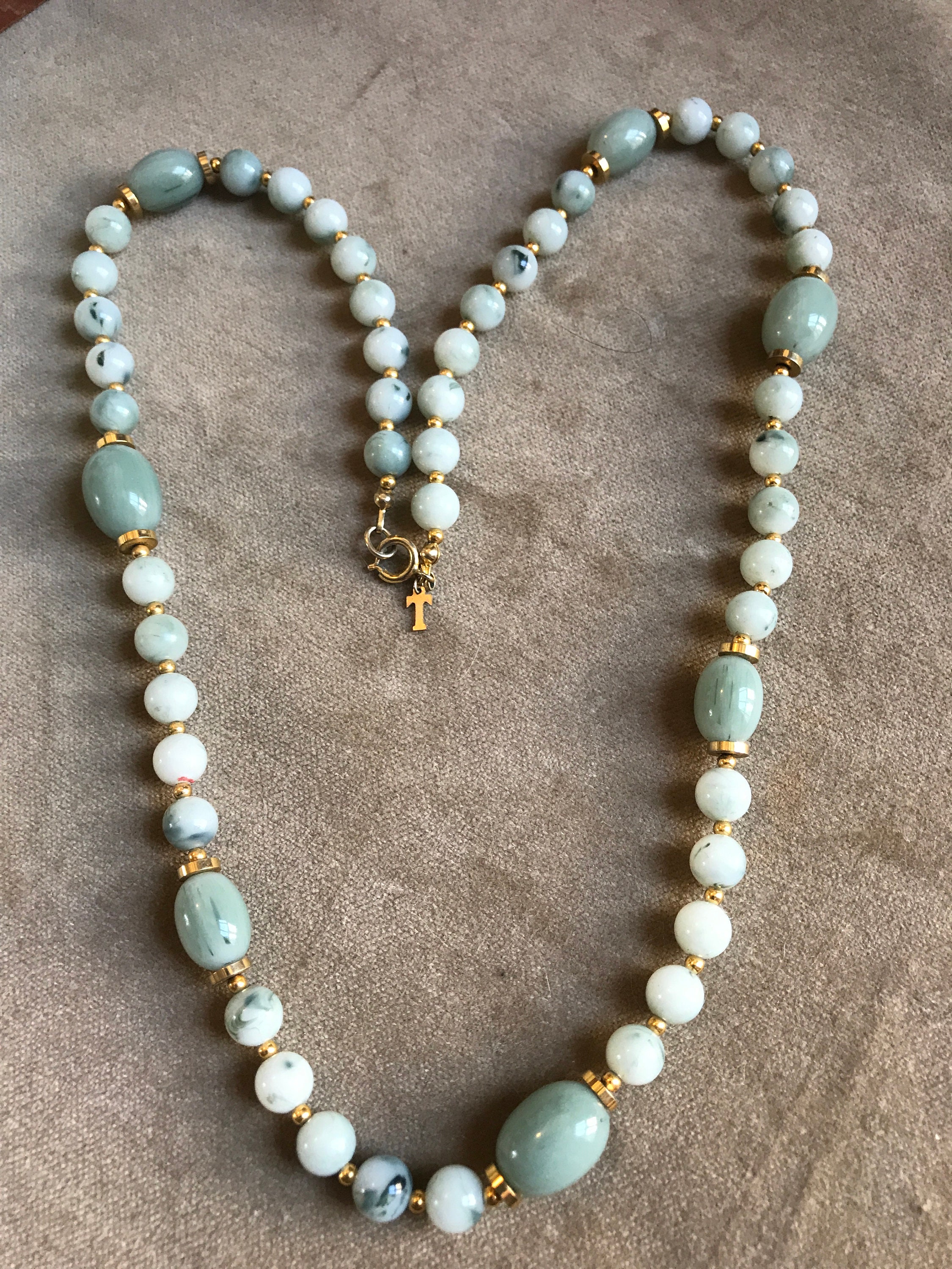 Pretty Vintage Trifari Asian Inspired Faux Jade & Goldtone Art Deco ...