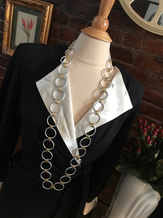 Mid Century Modern Two Tone Large Link Chain Long 