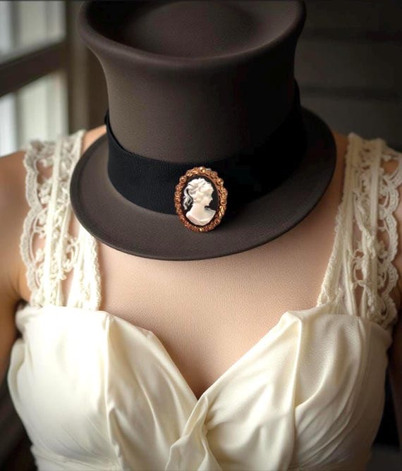 Victorian Revival Black & White Cameo in ornate goldtone scroll work  framing Vintage Brooch Pin