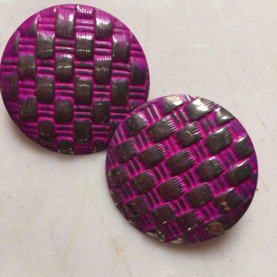 Awesome 80s New Wave Round pressed Metal Post Ear… - image 2