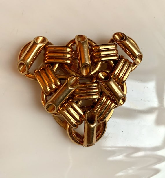 Art Moderne Art Deco Geometric Tubular Dress Clip, Early Signed Monet Piece, Rare Collectible Vintage Modernist Jewelry