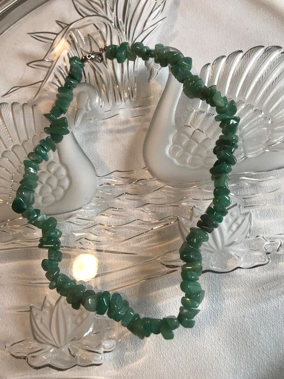 Vintage Boho Asian Jade Semi Precious Stone Necklace