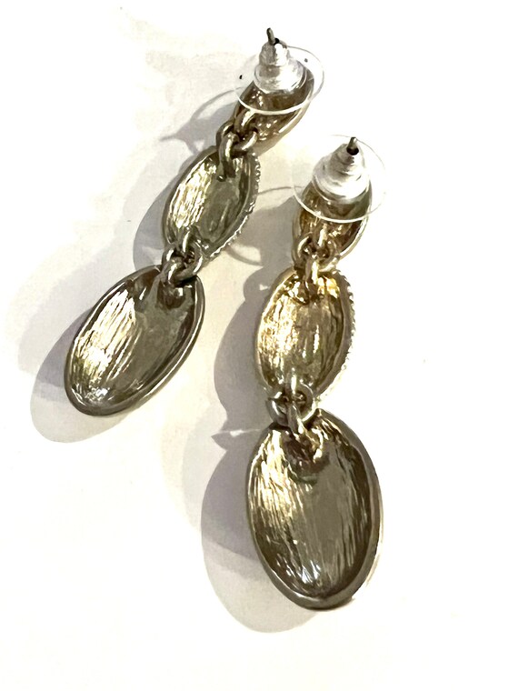 Mid Century Modern Silvertone Dangle Earrings - image 4