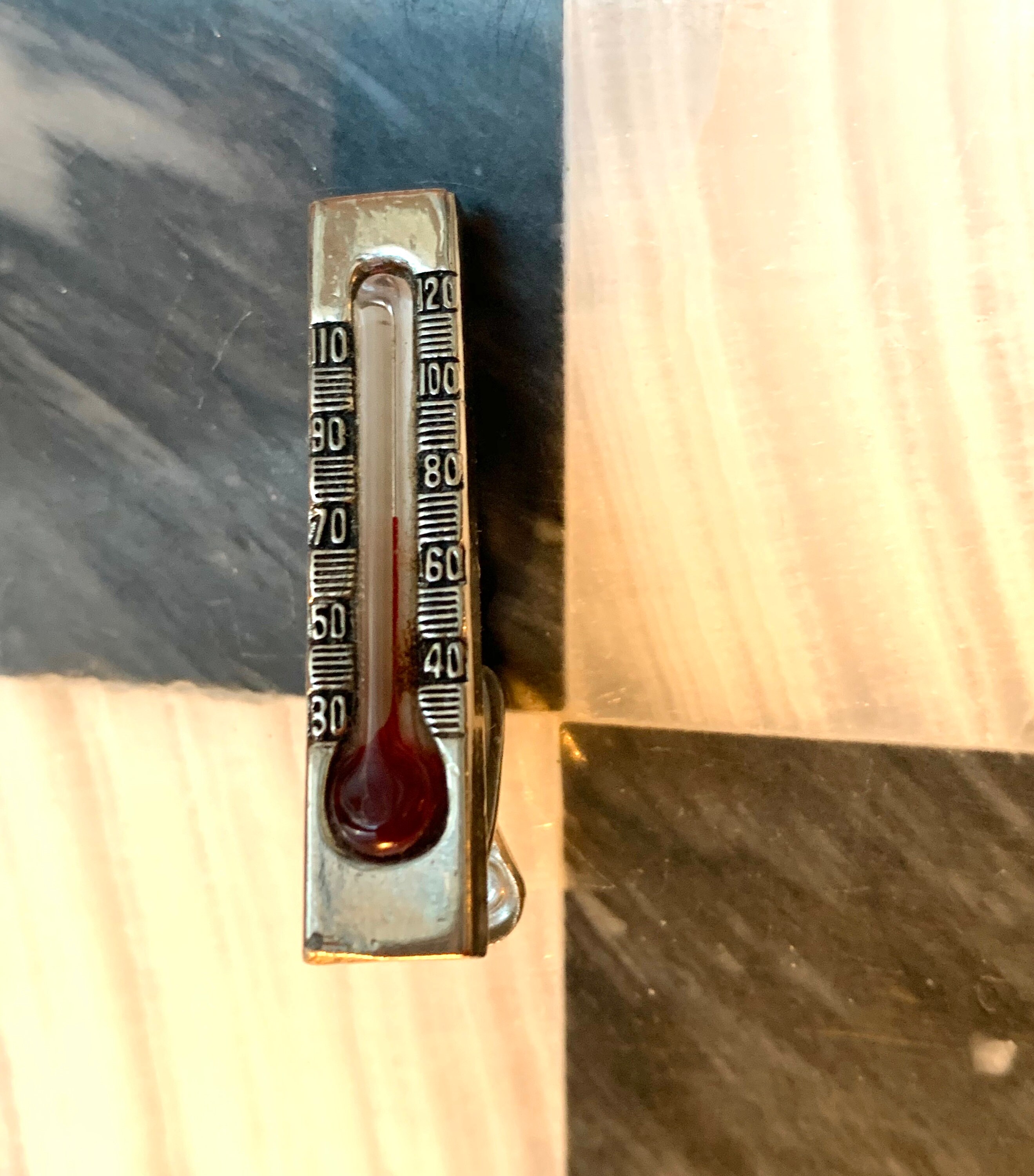 Real Working Mini Thermometer Tie Clip, Unusual Mid Century Modern