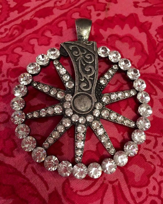 Huge Rhinestone Celestial Wheel Like Medallion, A… - image 4