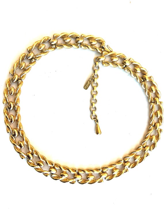 Monet Golden Choker Necklace, designer brand Costume Jewelry, Disco Statement Necklace, Shiny Bling, Vintage Necklace, 70s 80s Glam