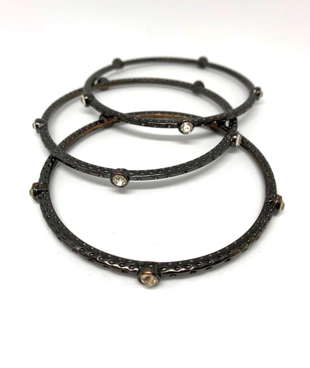 Gunmetal Rhinestone Gothic Bangles, Set of 3 - Etsy