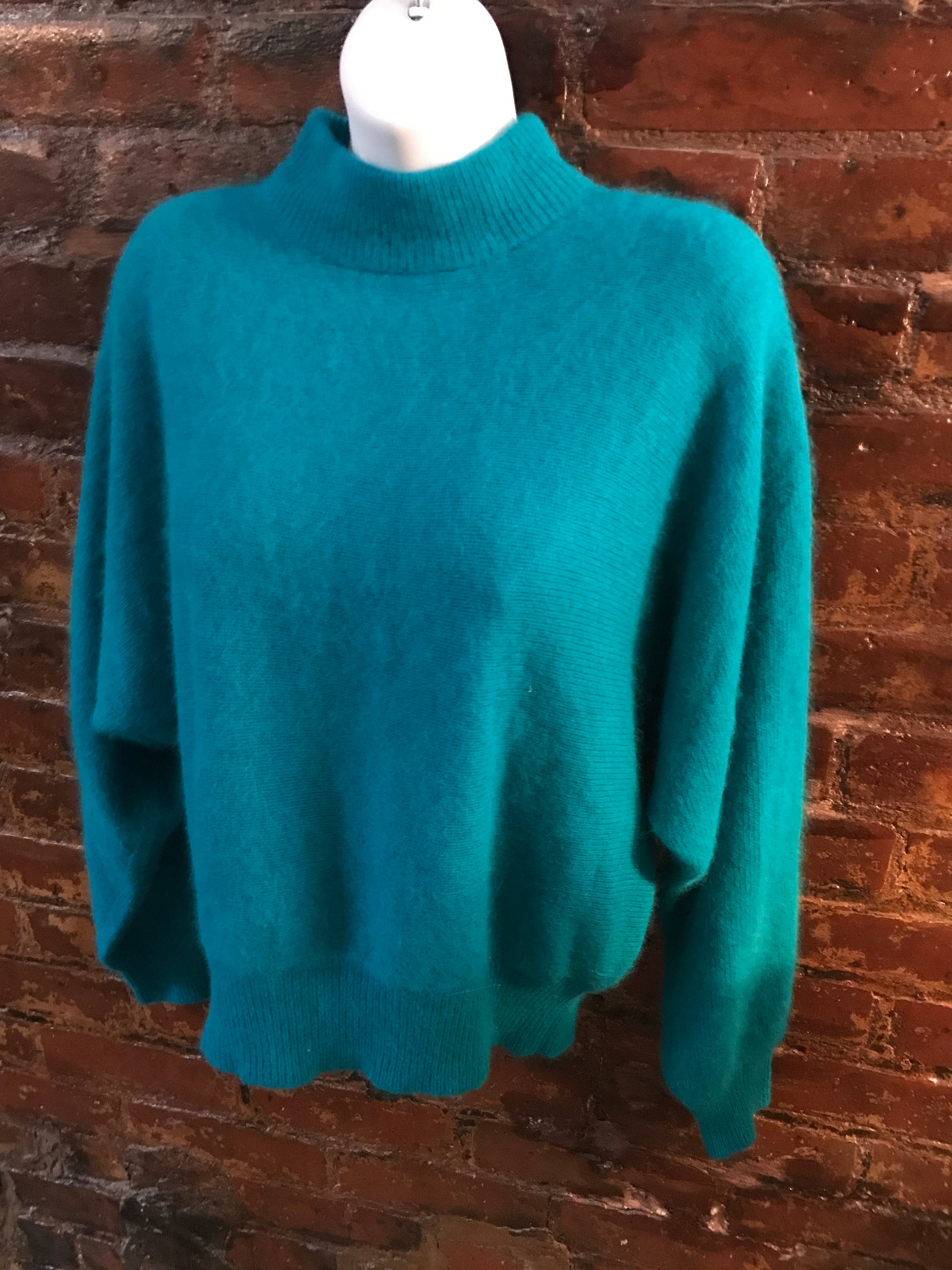 Angora & Wool Bright Teal Vintage Rafaela Batwing Dolman Sleeve Super