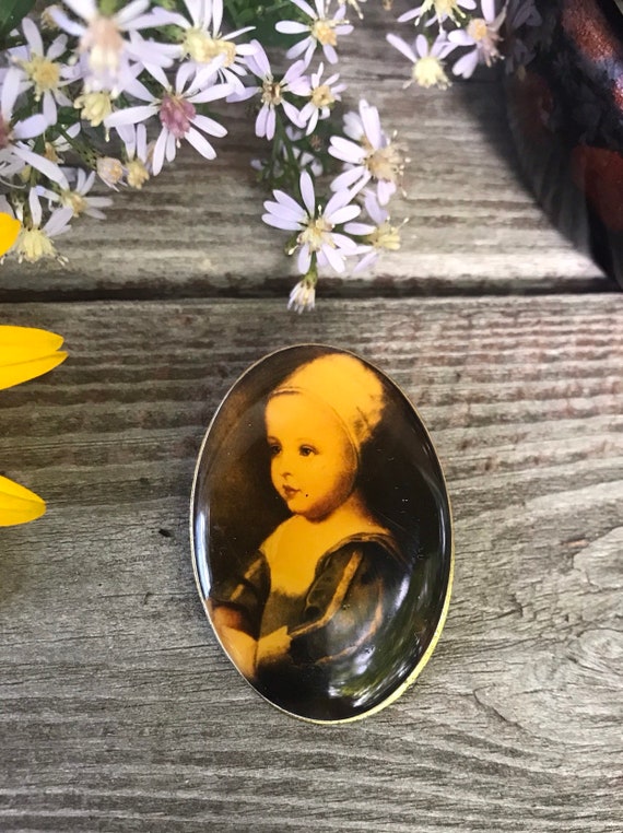 A Victorian Edwardian Revival Portrait of a Child Art Pin Brooch