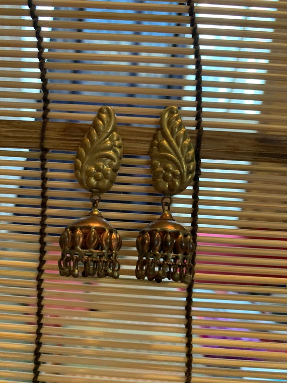 Vintage Boho Art Nouveau Fringy Statement Earrings - image 3