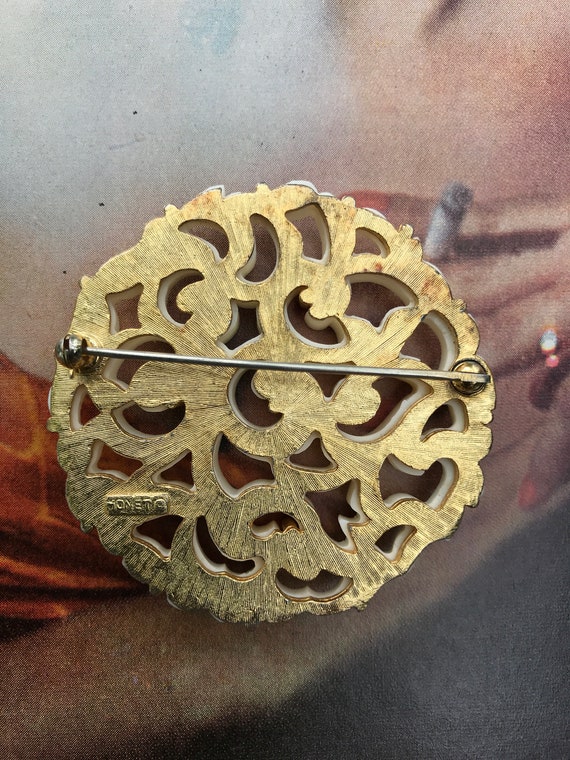 Art Deco Hollywood Regency Vanilla Resin & Goldto… - image 7