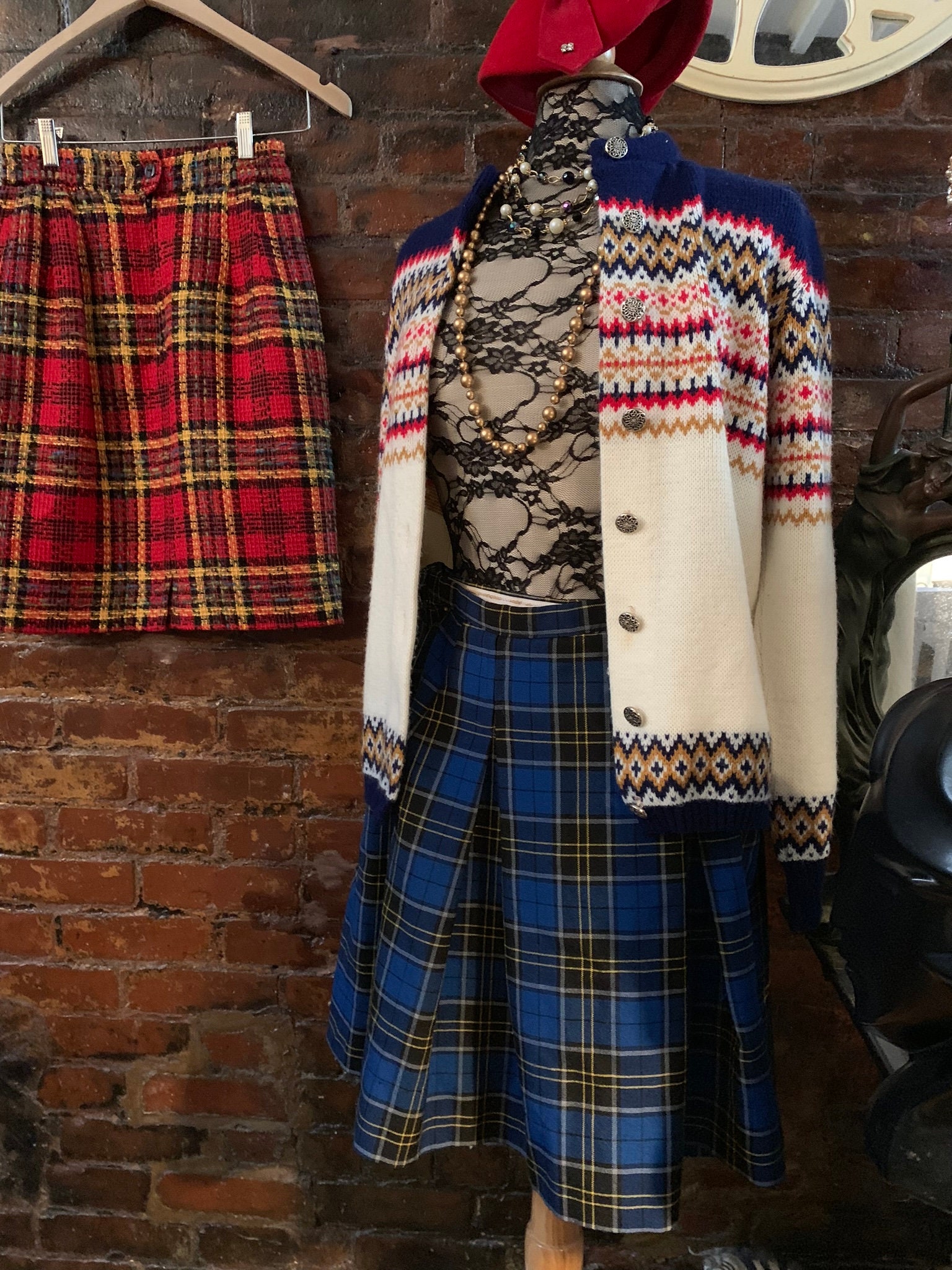 Punky Vintage Royal Blue Plaid Mini Skirt, Uniform Cheering Field