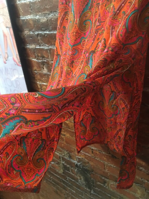 Vintage Orange Paisley Silk Dress, Handmade size … - image 8