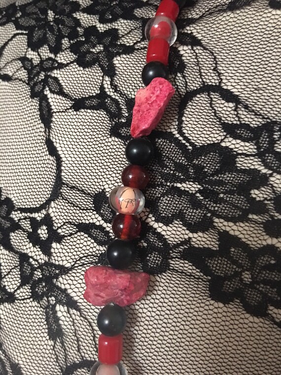 Dyed Red Rock & Cartoon Buddha Vintage Beads, Boh… - image 7