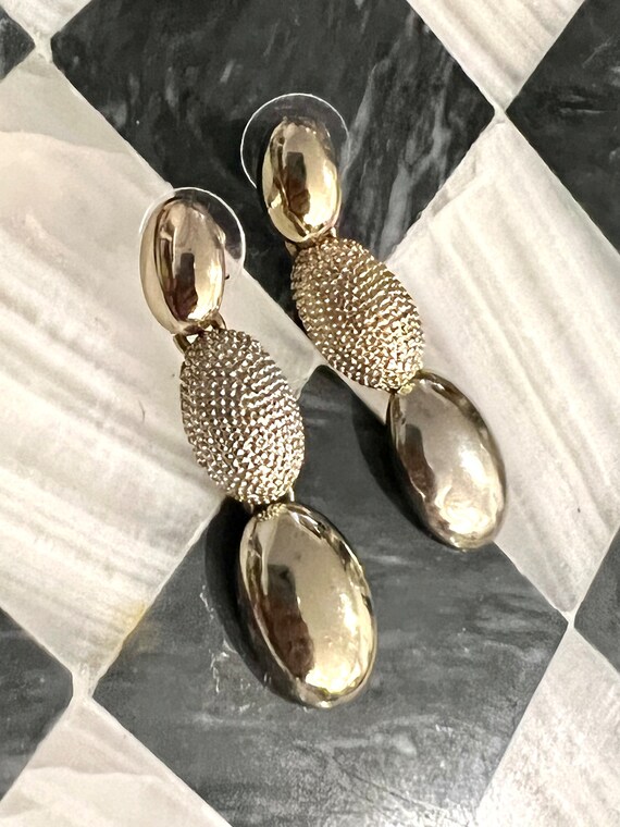 Mid Century Modern Silvertone Dangle Earrings - image 8