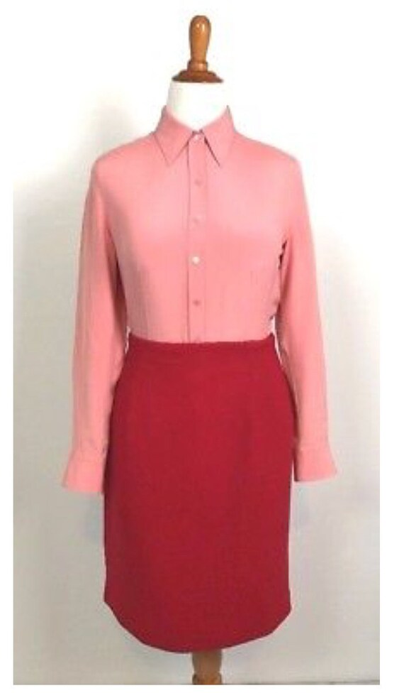 Vintage Halston Red Pencil Skirt: Chic Minimalist… - image 2