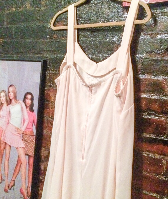 Vintage 80s Pastel PINk CHIFFON Dress sundress wi… - image 5