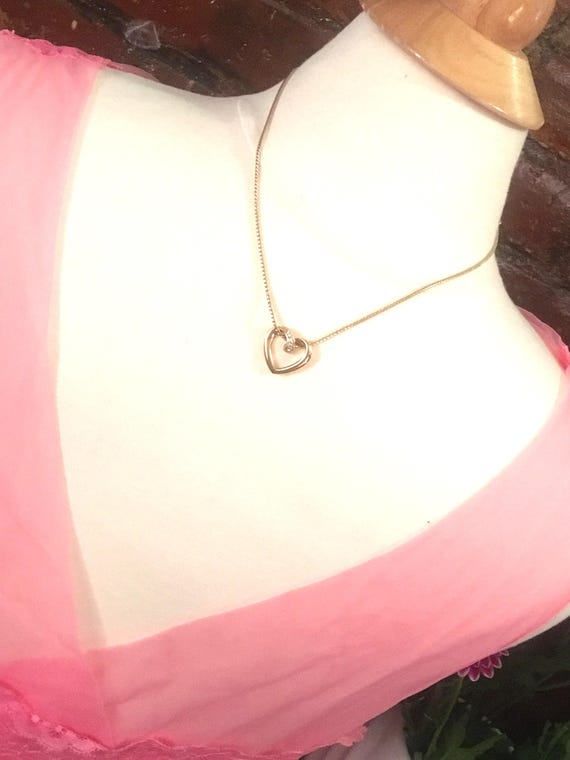 Sweet Avon rhinestone Heart Pendant Necklace