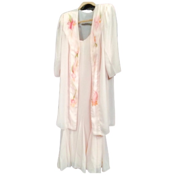 Vintage 80s Pastel PINk CHIFFON Dress sundress wi… - image 9