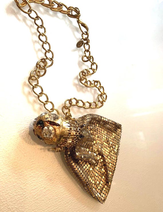 Gay Isber Runway Designer Gold Mesh Stash Bag Statement Necklace