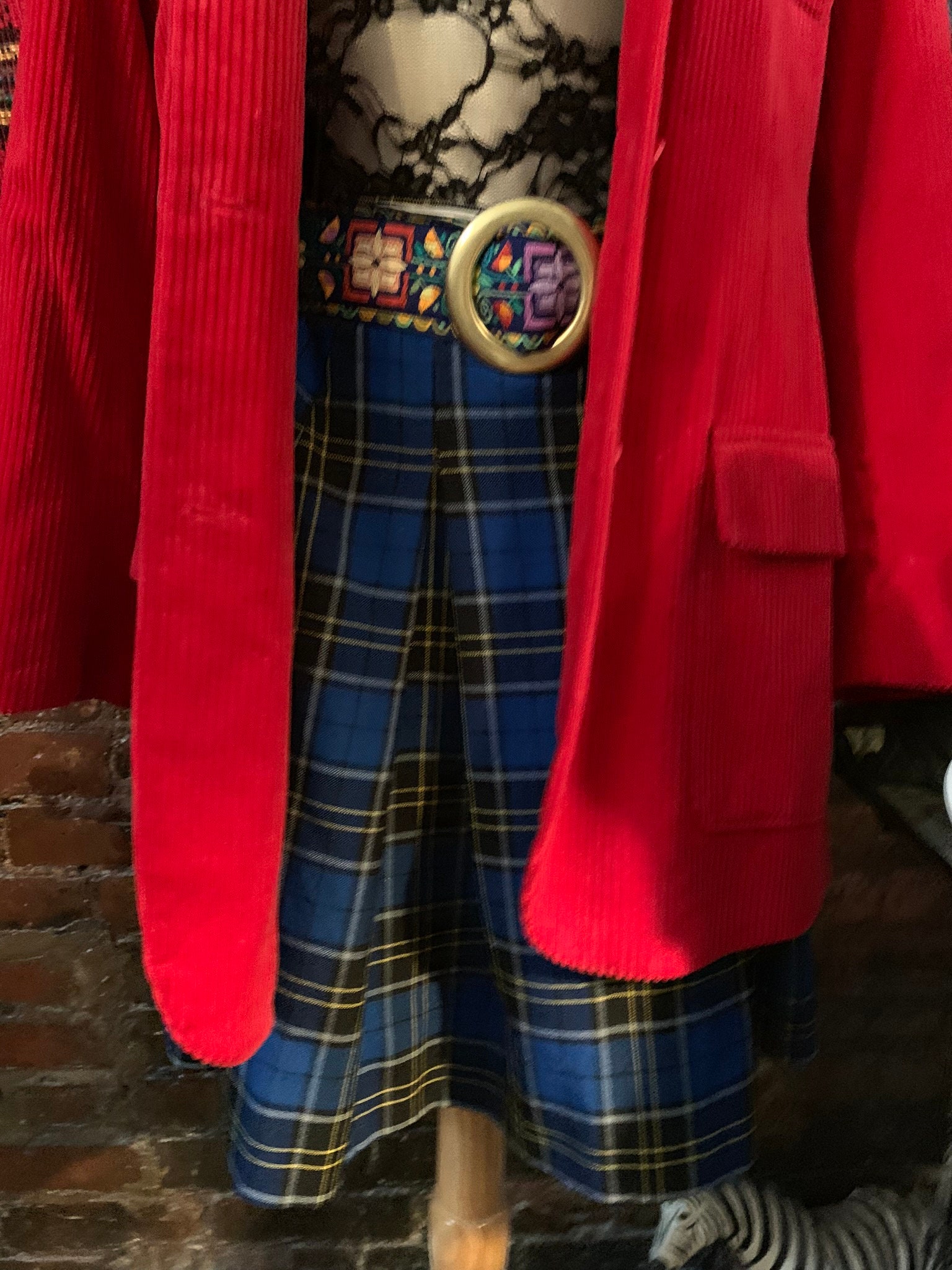 Punky Vintage Royal Blue Plaid Mini Skirt, Uniform Cheering Field