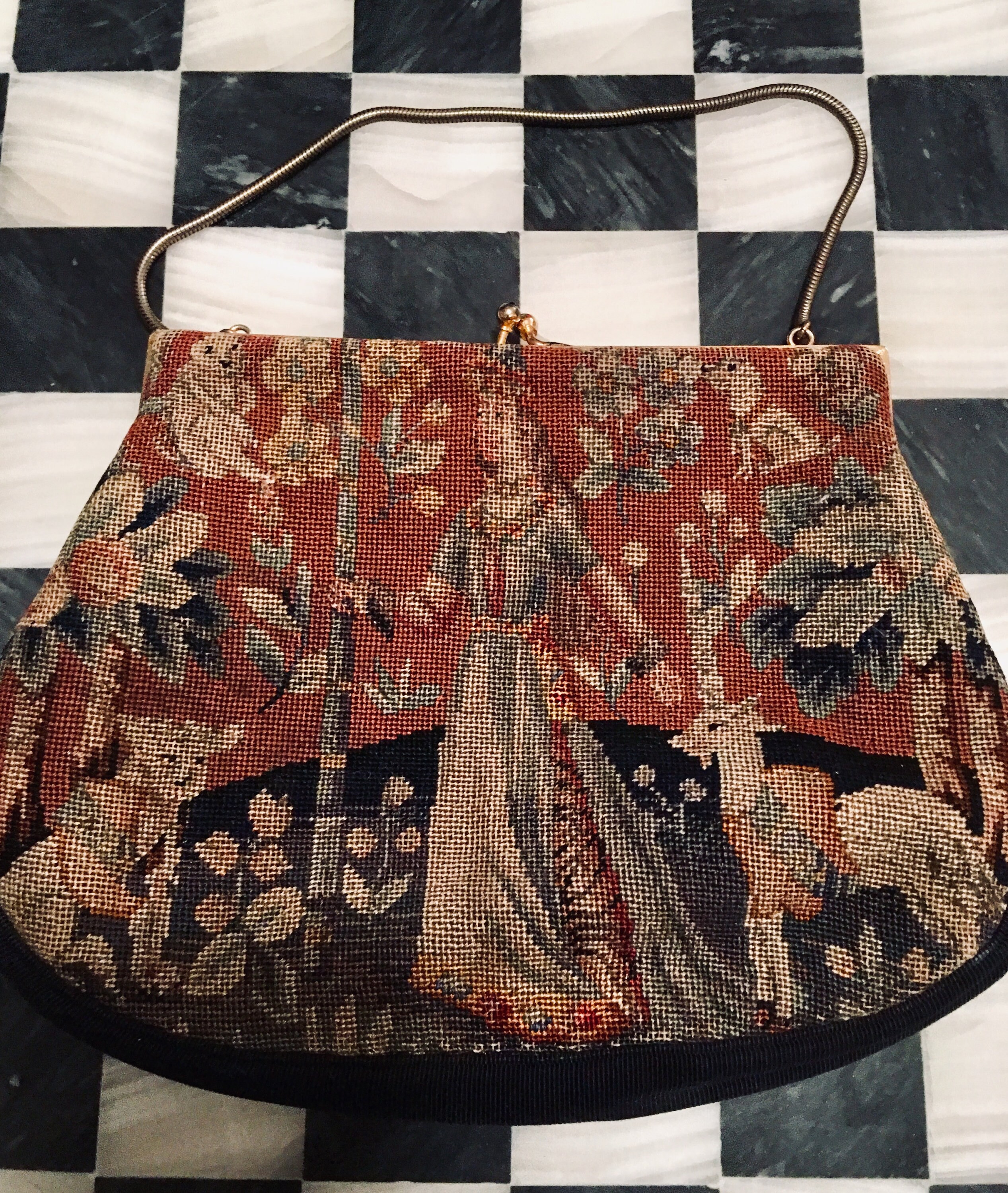 Vintage Tapestry Evening Bag, Small Versatile Romantic Victorian