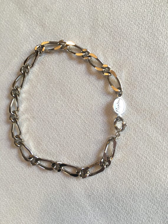 Vintage 70’s Signed Napier Silvertone Chain Linked Empty Charm Bracelet ready for your charms