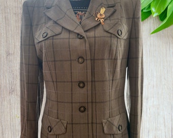 Vintage Pendleton Wool Plaid Blazer, 80s Fitted Jacket